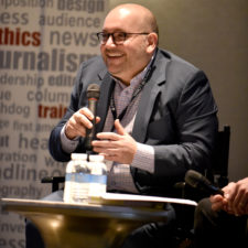 Keynote speaker Jason Rezaian, Washington Post, answers questions from the audience at the New England Newspaper Convention, 2019.