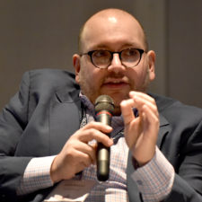 Keynote speaker Jason Rezaian of the Washington Post talks about Iran at the New England Newspaper Convention, 2019.