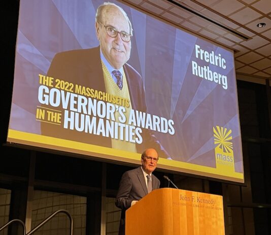 Fredric Rutberg, president and publisher of New England Newspapers receives a Governor’s Award in the Humanities
