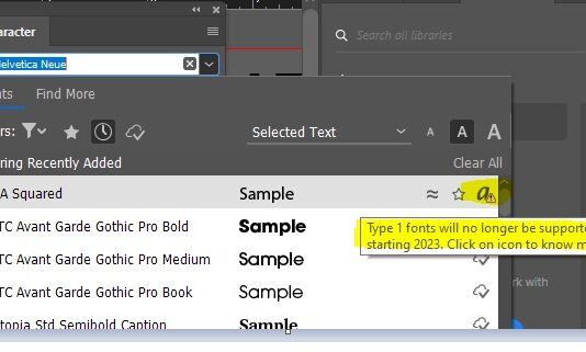 Adobe is ending support for Type 1 fonts as of January 2023