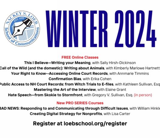 PRESS RELEASE: Nackey S. Loeb School of Communications announces its Winter Class Schedule